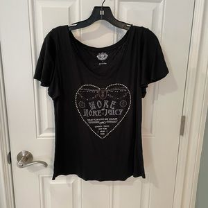 JUICY COUTURE Flutter Sleeve Rhinestone T-Shirt SM